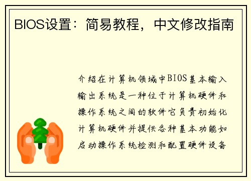 BIOS设置：简易教程，中文修改指南
